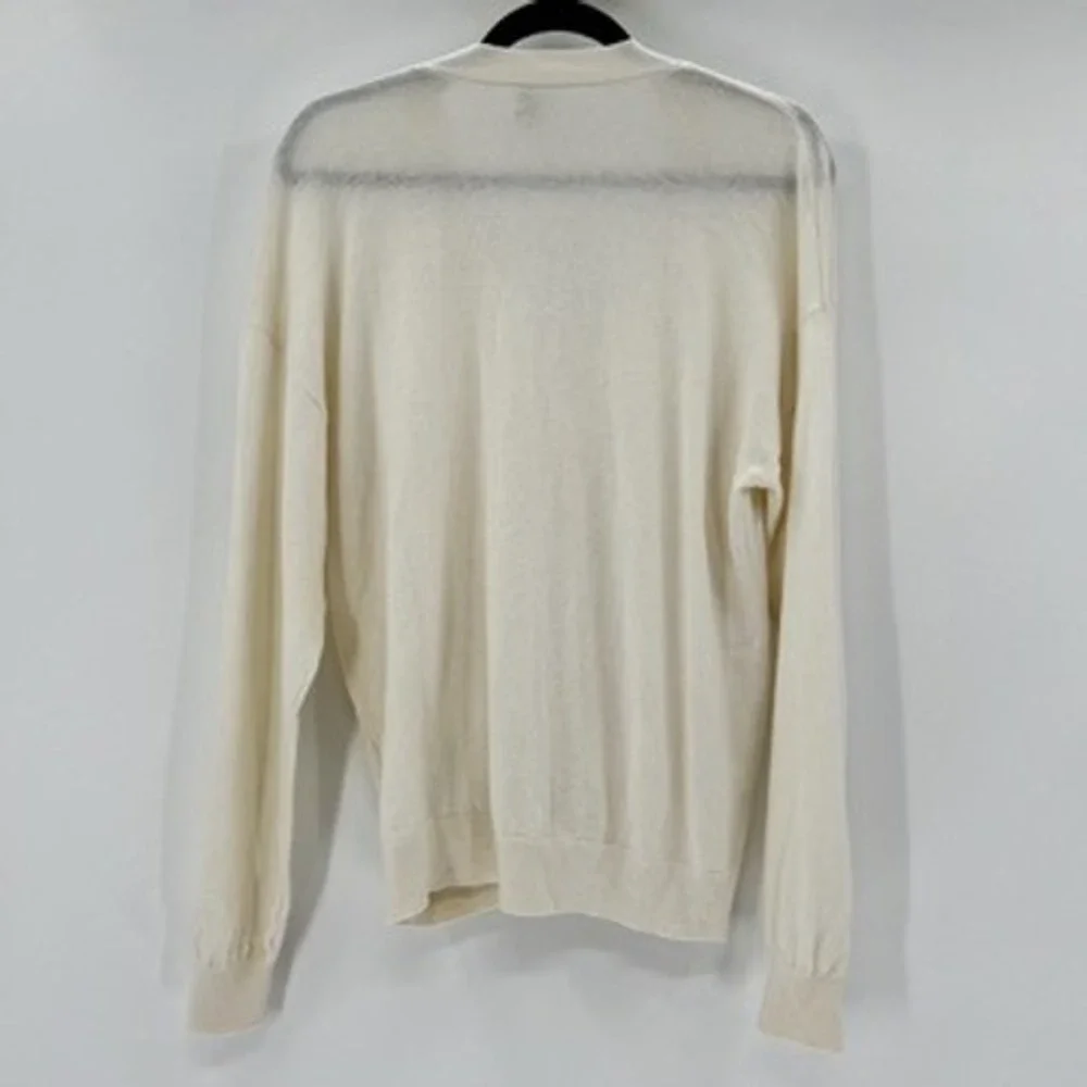 Sunday Best Aritzia Cream Merino Wool‎ Cotton V-Neck Button Front Cardigan Small
